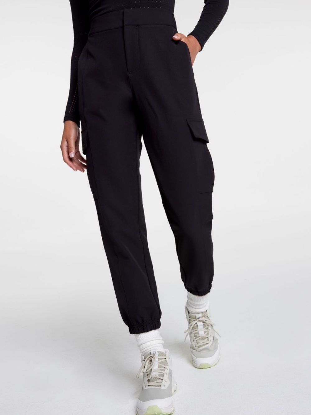 CALIA Black Crepe Cargo Jogger High Rise Women's Large